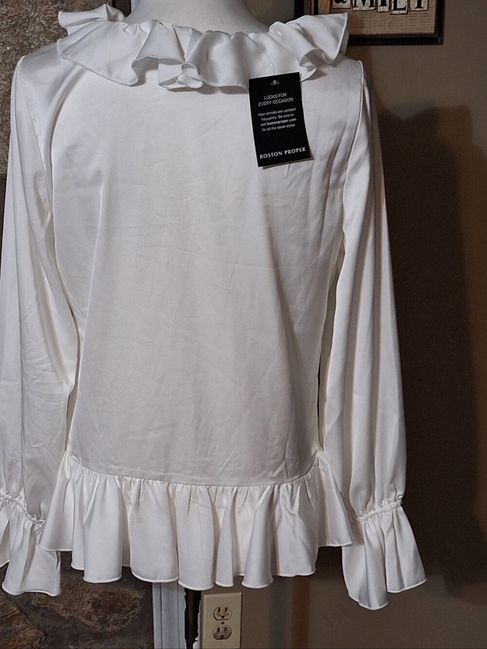 Boston Proper M Ruffle Blouse NWT Romantic Victorian Renfair Flare Sleeve Fairy - Picture 3 of 9